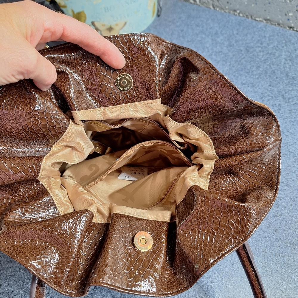 Kathy Van Zeeland Brown Faux Snake Skin Shoulder Bag, NWOT - Picture 8 of 16